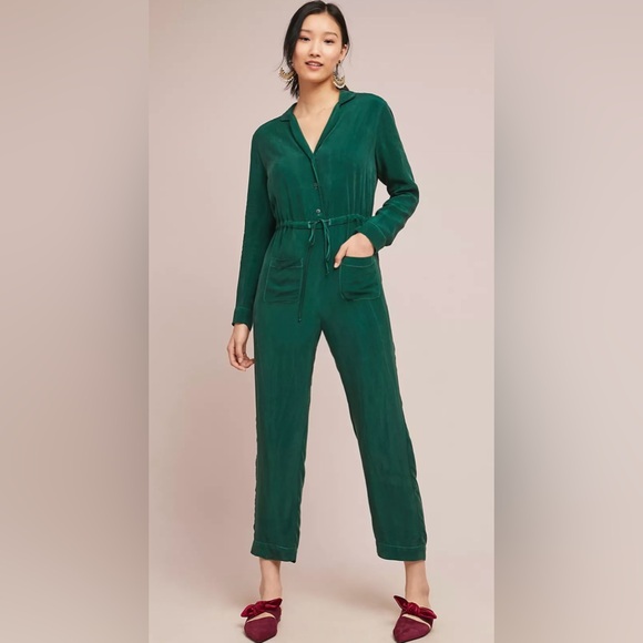 Corey Lynn Calter Pants - Corey Lynn Calter Emerald Jumpsuit with Tie Waist